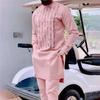 S-4XL Men Dashiki Long Clothes Shirt Trouser Set Mens 2 Pieces Outfit Suit Traditional Male Clothes T-shirt Pant Suits for Men