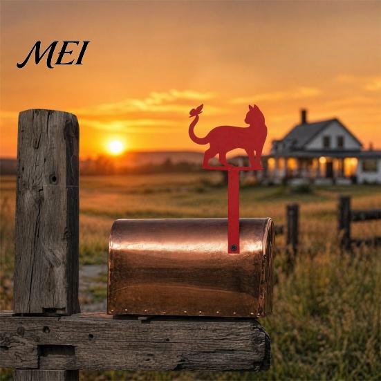 Thickened Metal Yard Plaque Iron Signage with Fixed Holes, Cat Butterfly Decoration, Decorative Mailbox Plate Outdoor Sign for Wood Leather Mailboxes