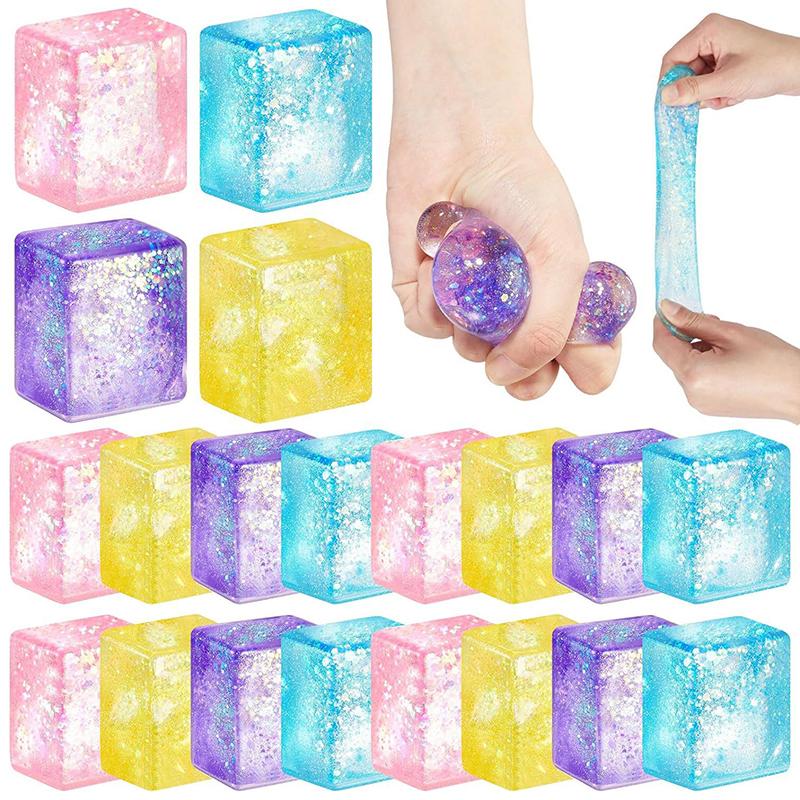 1PC Squishy Colored Ice Cube Fidget Toy for Stress Relief Funny Squeezable Slow Rising Stress Reducer for Kids And Adults