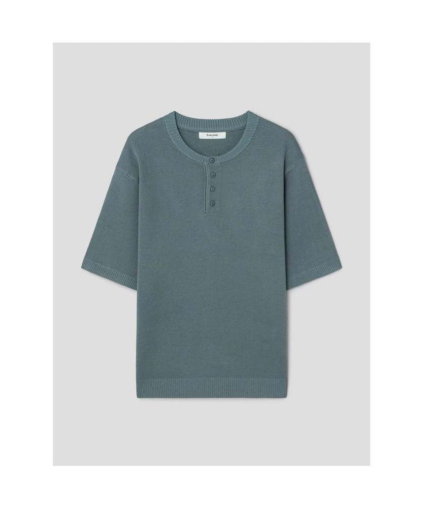 8SECONDS Henley Neck Knit Pullover Blue