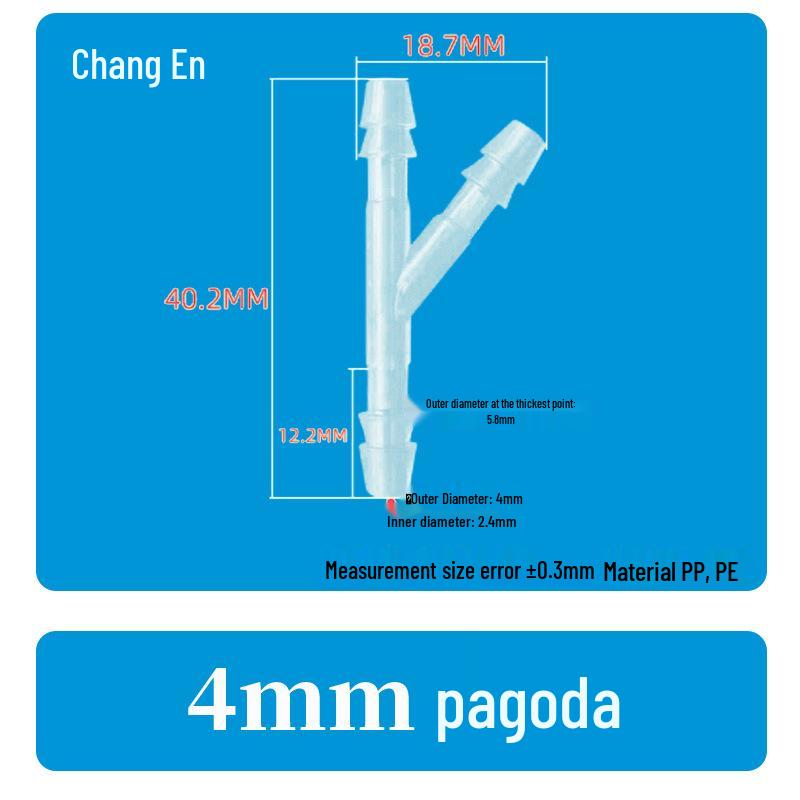 4mm PP Angled Y-Type Three-Way Hose Connector, Transparent Plastic