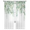 Watercolor Plant Leaf Illustration Green Sheer Window Curtain Tulle Curtains for Livingroom Bedroom Home Decor Voile Drapes