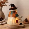 Regali Autunnali Unici Statuetta Fantasma Patchwork Vintage, Statua Carina da Lettura Illuminata a LED, Statua di Halloween Decorazione Spettrale in Resina per Tavolino Scaffale