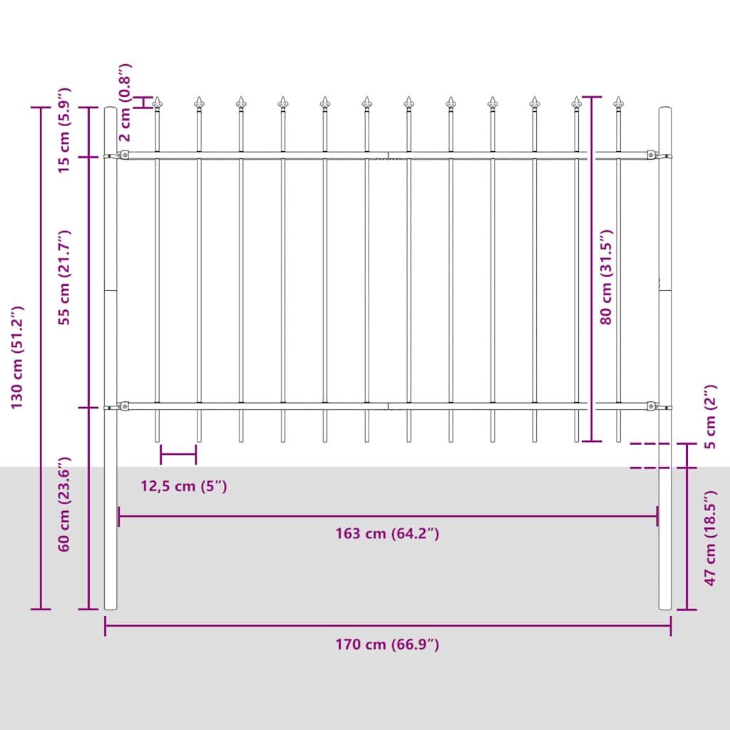 EMMEN Garden Gate with Spikes Steel 103 X 134.5 Cm Green