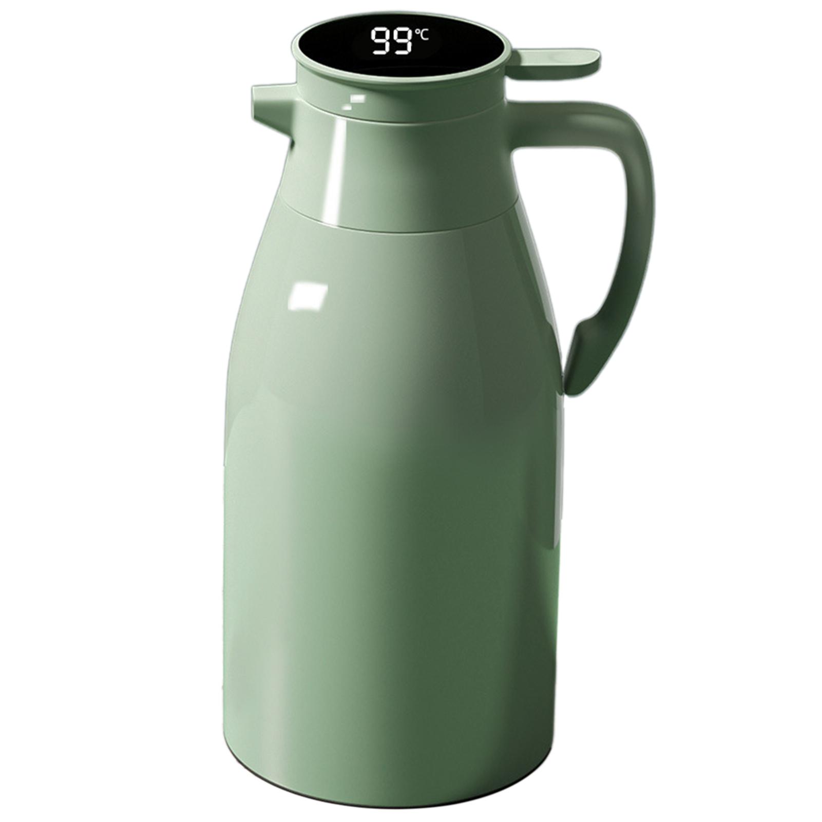 

1/2l Insulated Water Bottle With Glass Insulated Liner Large Capacity Vacuum Flasks Kettle Thermal Jug For Home Winter Warm 1L зелений
