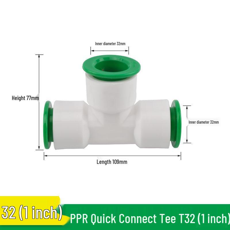 Quick Connect PPR Ball Valve PVC Elbow Tee, No Hot Melt, 4 Points/40 PE Water Pipe Fittings.