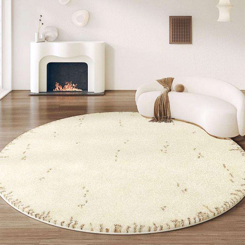 French Luxury Round Bedroom Decor Carpet Large Area Plush Rug Cream Style Carpets for Living Room Fluffy Soft Thicken Floor Mat
