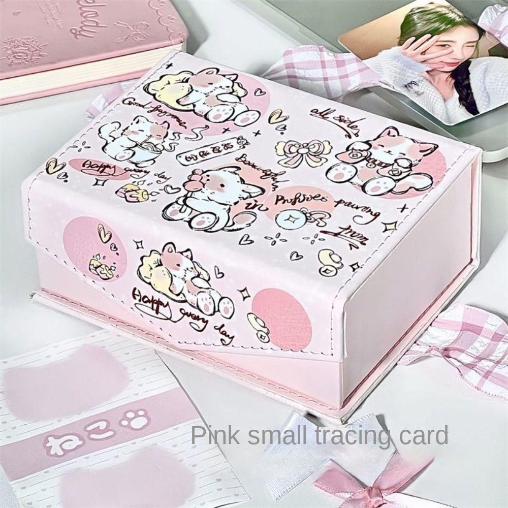 

Flip Card Storage Box PU Snack Storage New Magnetic Storage Box Pink Cat Storage Box