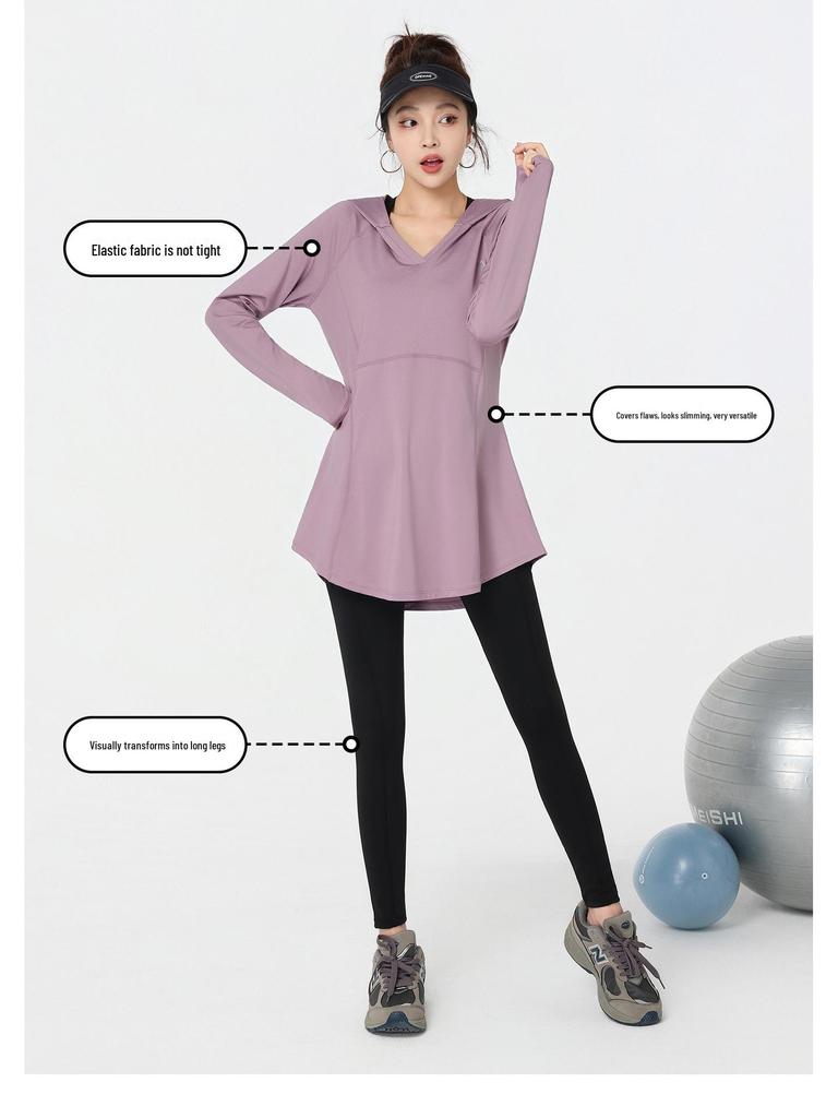 2026 Fashion Plus Size Women's Hooded Yoga & Sports Set - Long Sleeve for Spring/Autumn