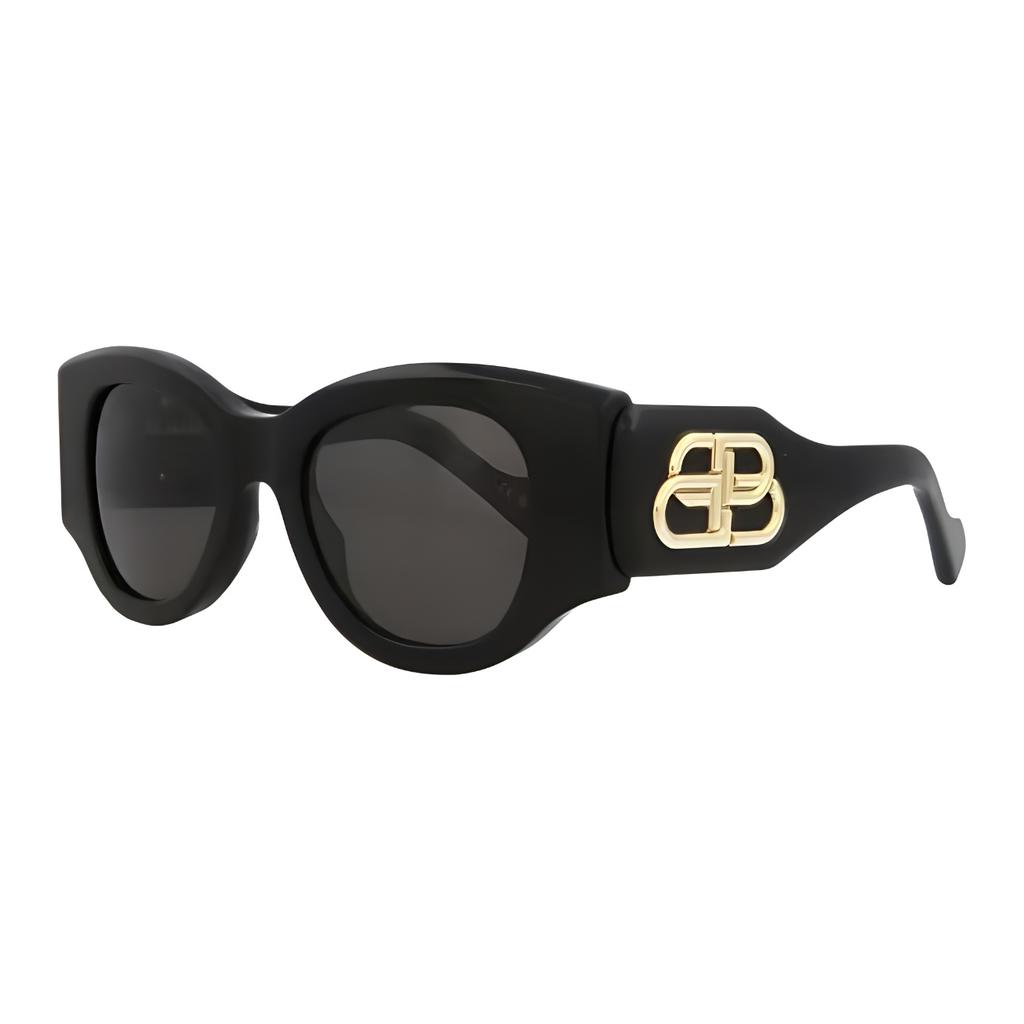 Balenciaga Logo Irregular Shape Sunglasses Women Sunglasses Black BB0070S-30008288-006