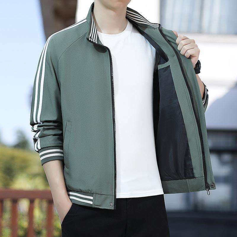 

Новая куртка Мужская молодежная куртка Весенняя куртка с воротником-стойкой с тремя полосками Однотонная куртка Фитнес Спорт Профессиональная куртка 5XL зелёный