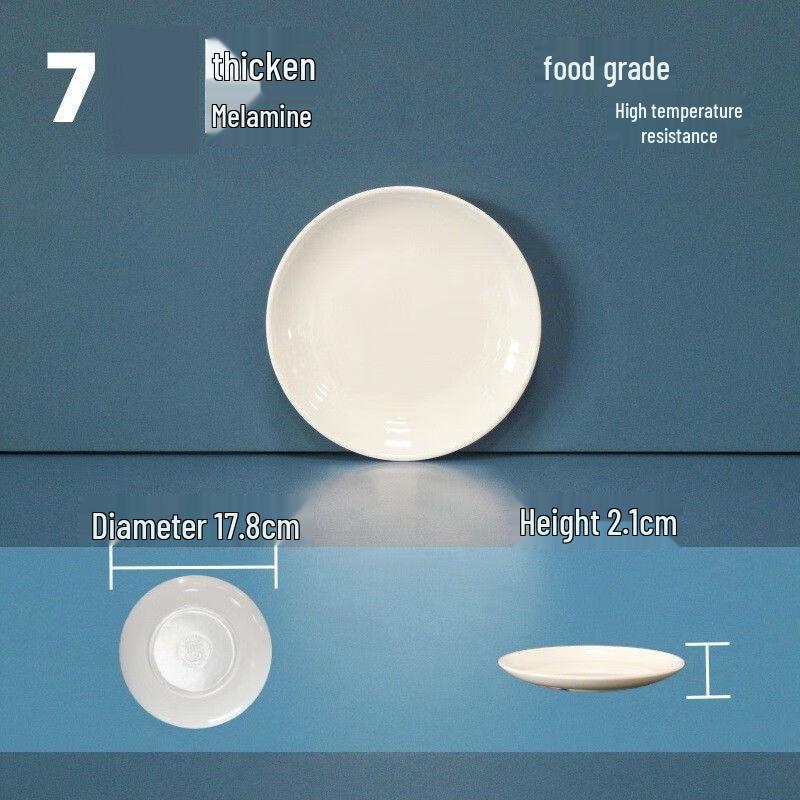 Tangyu 7-Inch Round White Melamine Dinner Plates
