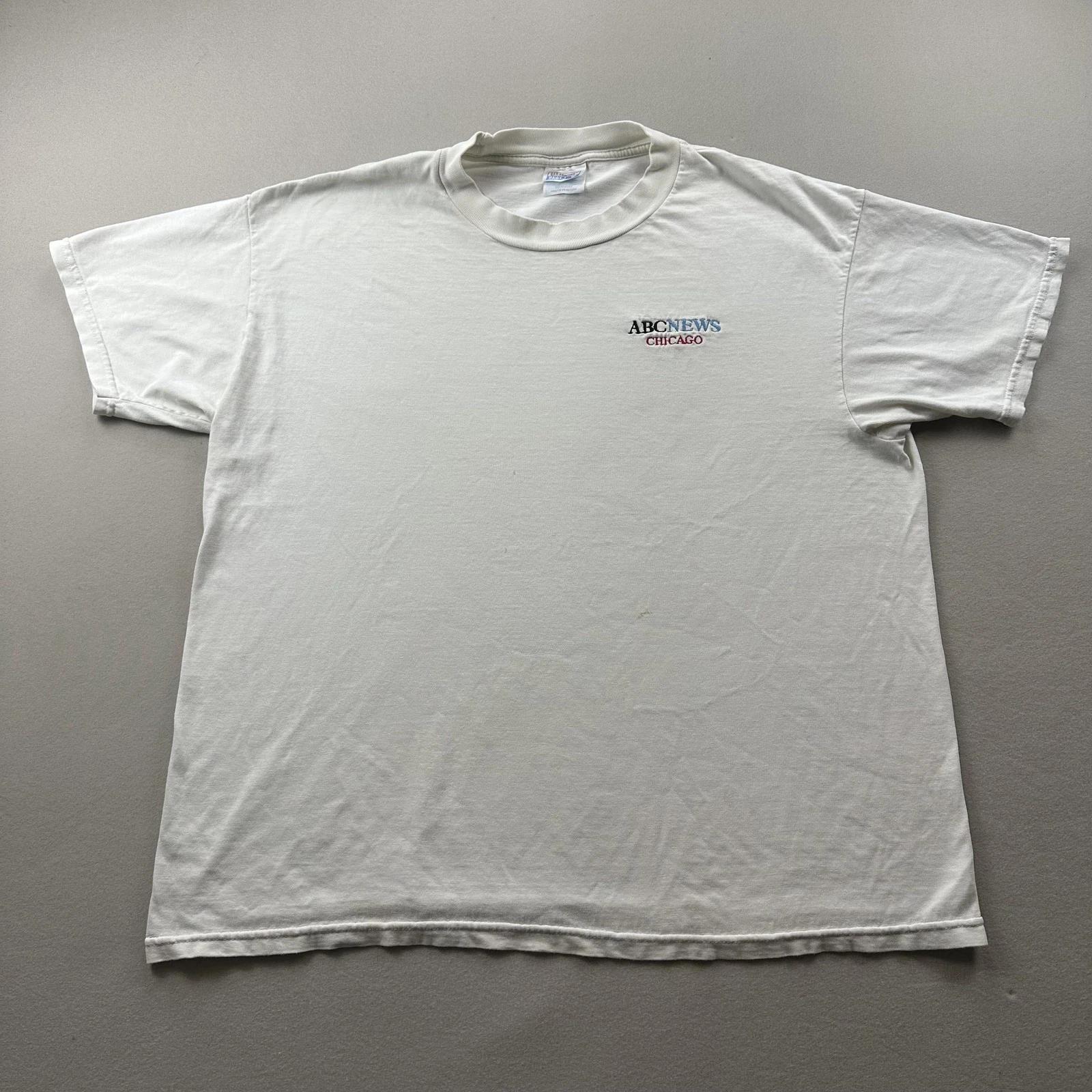 Vintage ABC News Chicago T-Shirt Mens XL White WLS TV Station Network City 90s M