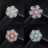 Fashion Luxury Rhinestone Snowflake Brooch Rotatable Snowflake Suit Pins Clothing Accessories Shiny Corsage Christmas Gifts