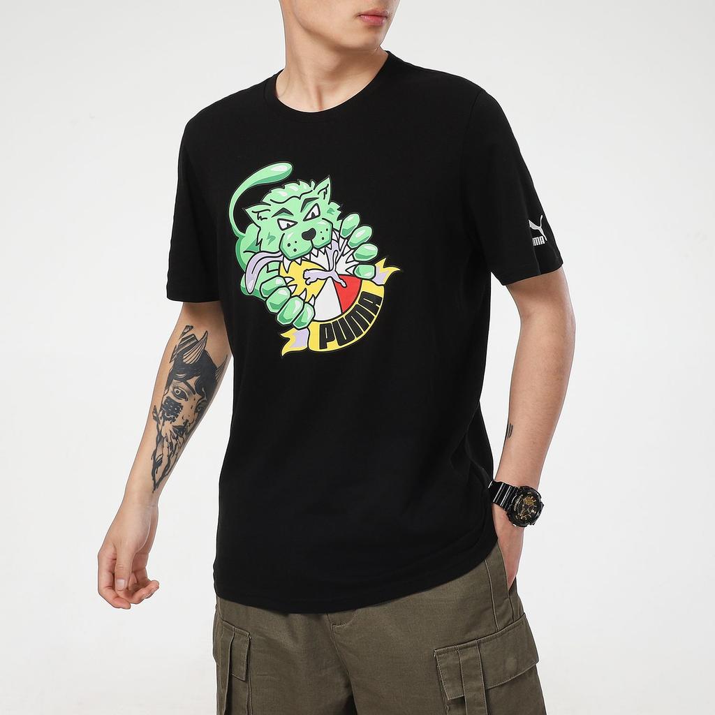 Puma T Shirts Men's Black Crew Neck Moderate Straight Fit 532612-01