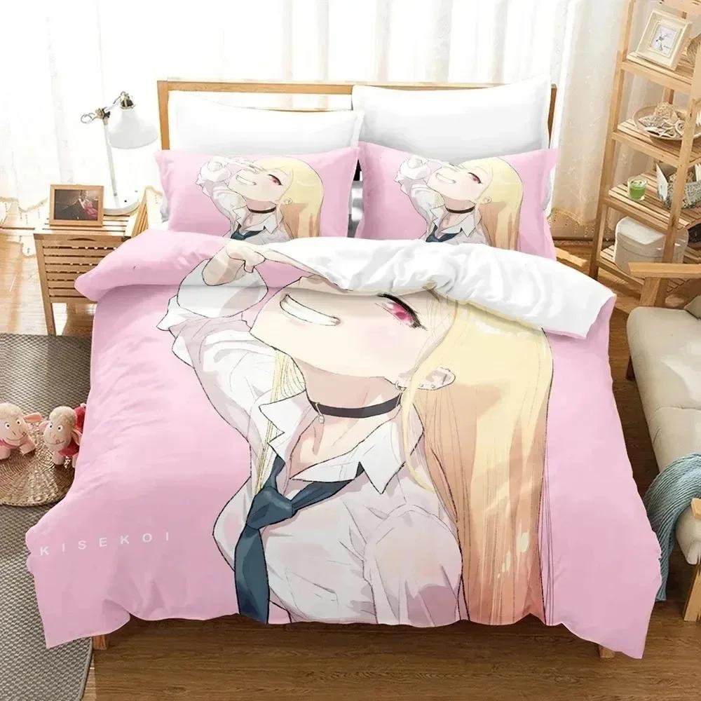 Comforter 3D Printed My Dress Up Darling Bedding Set Anime Kitagawa Marin Double Twin Full Queen King Adult Kids