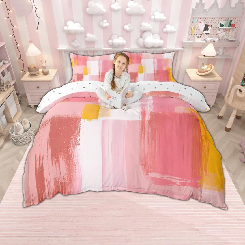 Homewish Modern Ombre Aesthetic Duvet Cover Set, Watercolor Oil Painting Quilt Cover Set, Contemporary Minimalist Bedding