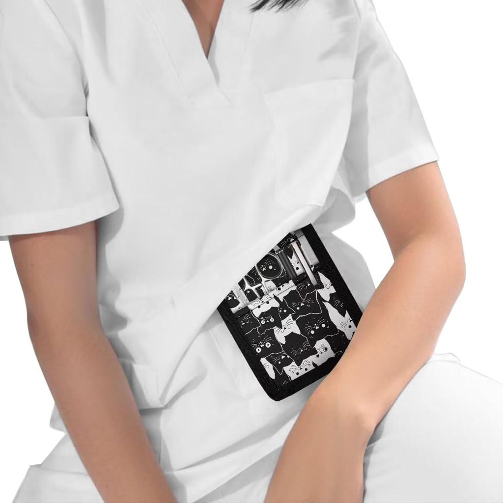 Cat Printed Nurse Pocket Protector Cartoon Nurse Organizer Bag Pouch Utility Hospital Bag Organiser Pouches Tool Case