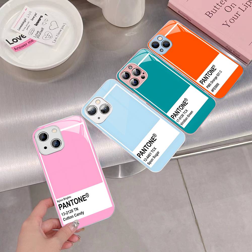 Pantone Candy Color Tempered Glass For Iphone 14 13 12 11 Pro Mini XS MAX 14Plus X XS XR Fundas