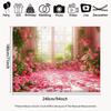 2D Pink Rose Room Backdrop, Floral Window Photography Background for Valentine's Day