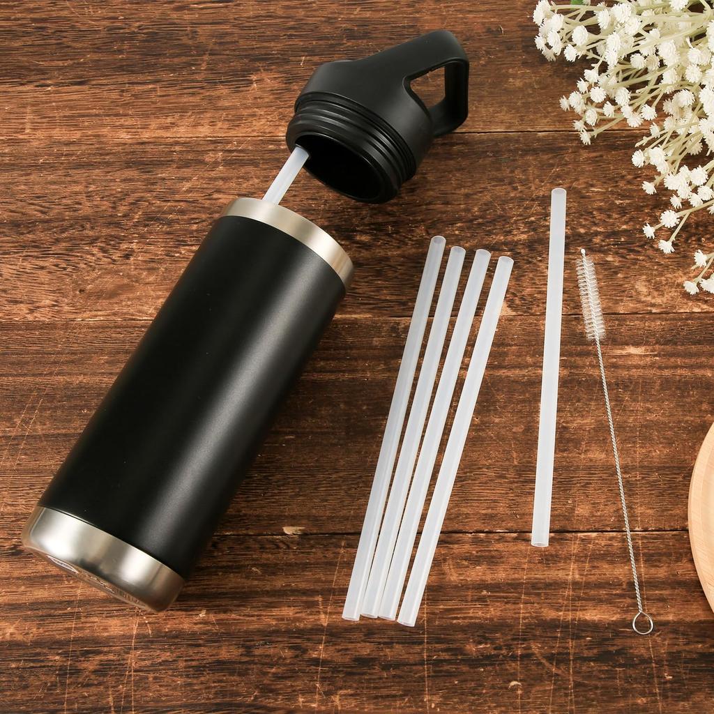 Straws Set for Yeti Rambler Bottle, Including 6pcs Replacement Straws and 1pc Cleaning Brush, 8.39 inch Length Cuttable Drinking Straws Reble