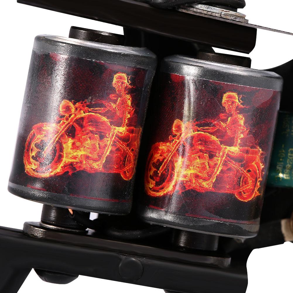Professional 10 Warp Coil Tattoo Machine Dragon Fire Pattern Tattoo Gun Shader Liner