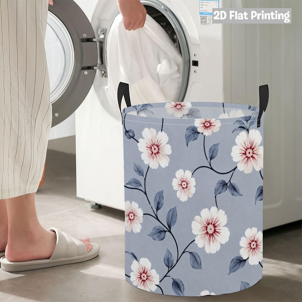 Collapsible Laundry Basket Large Round Waterproof Fabric Hamper Dirty Clothes Storage Bin Toy Organizer with Handles