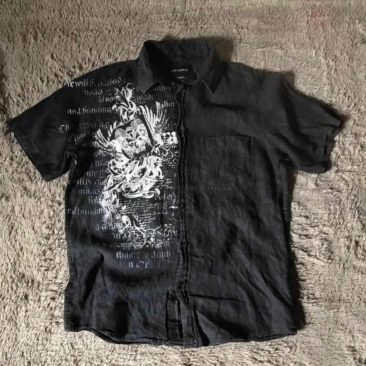 

BeatStreet Y2K White Shirt Retro T Shirt Harajuku Men and Women Skull Holy Writ Ley2k Tops Grunge Tops XXL