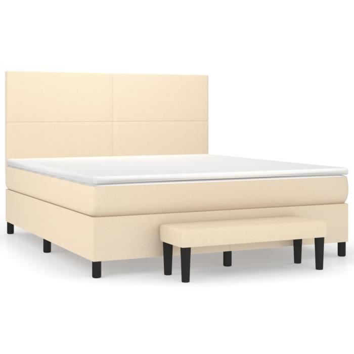 3136450 vidaXL Divan Bed with Mattress Cream 160x200 Cm Fabric