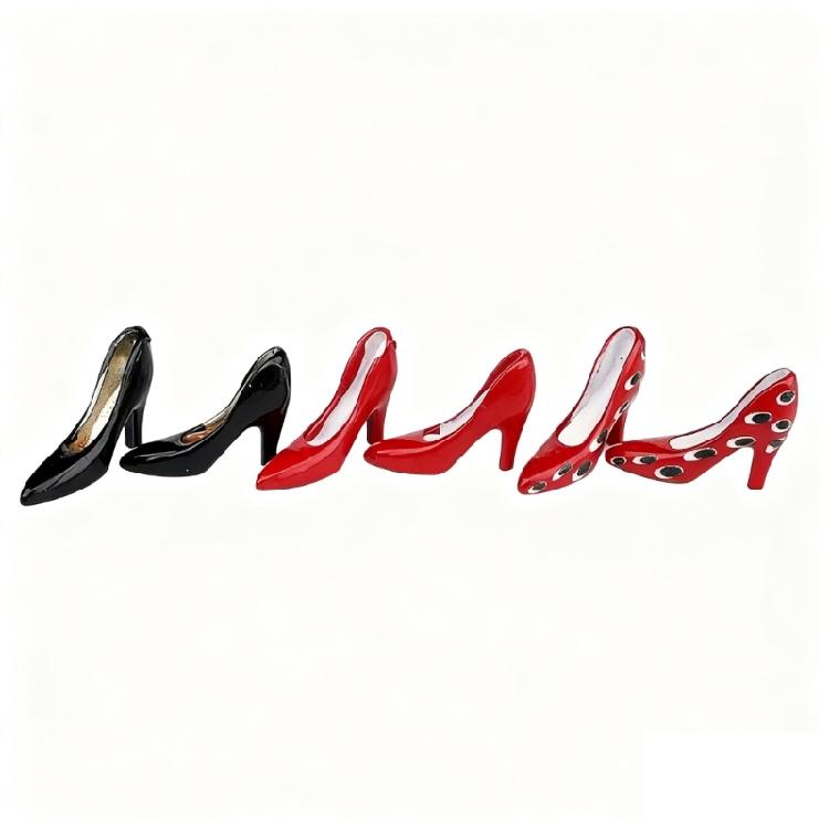 1/12 Scale Dollhouses Accessories Artistic Metal High Heels Hand Painted Miniature Shoe Decors