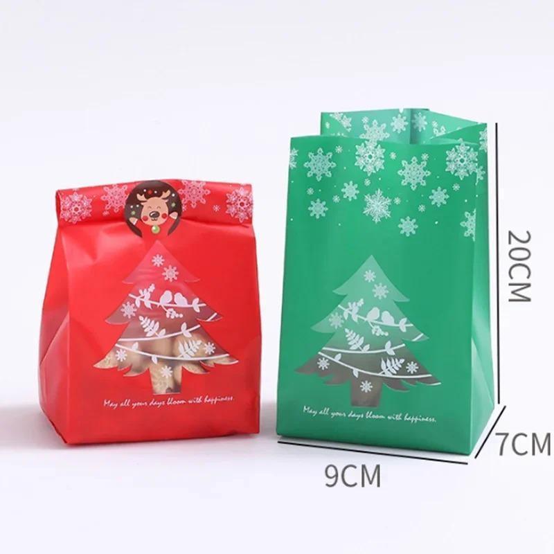 50pcs Merry Christmas Packaging Bag Snowflake Christmas Tree Gift Bag Candy Box Home Xmas Decoration
