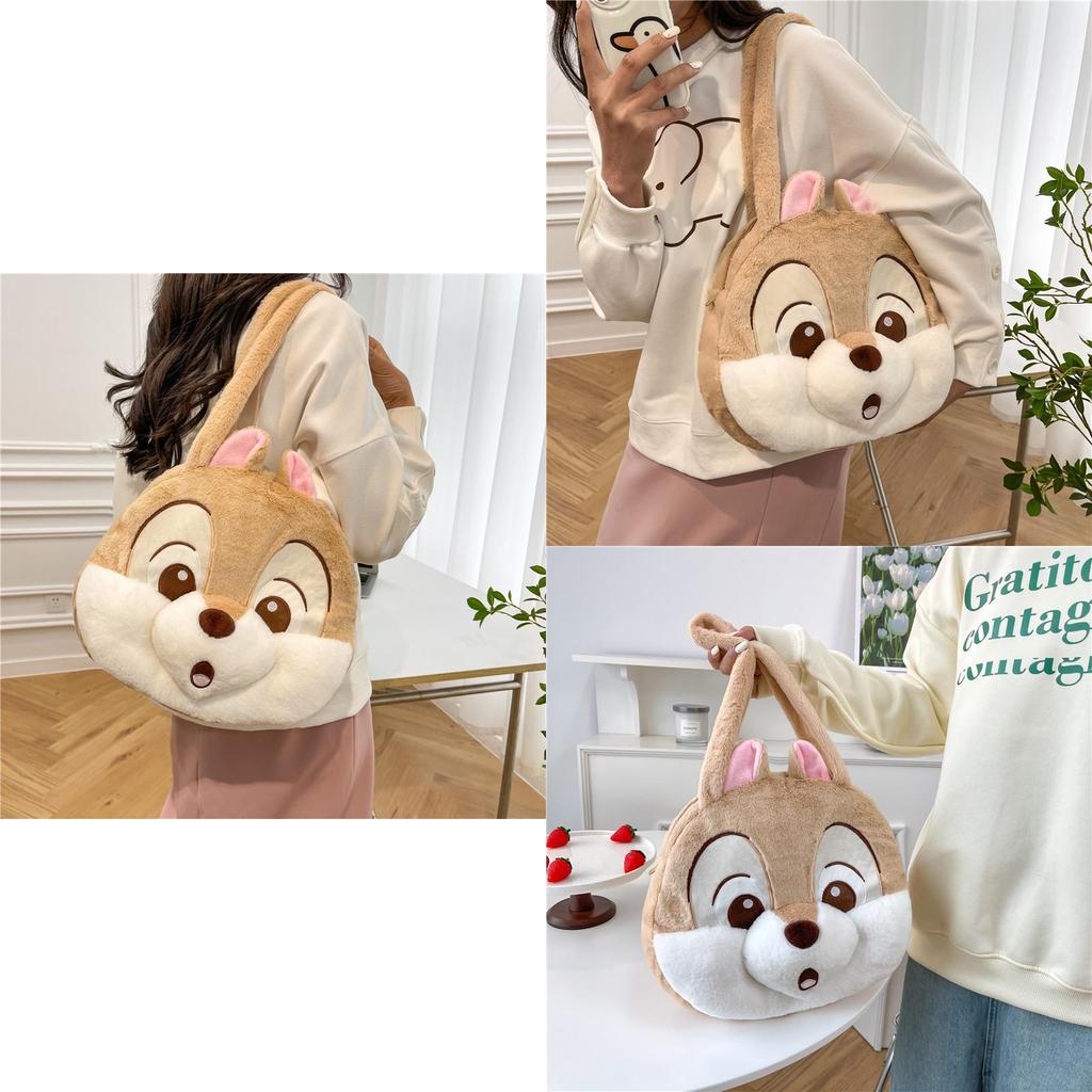 Handbag Shoulder Single Plush Cartoon Squirrel Womens Bag Cute Birthday Gift