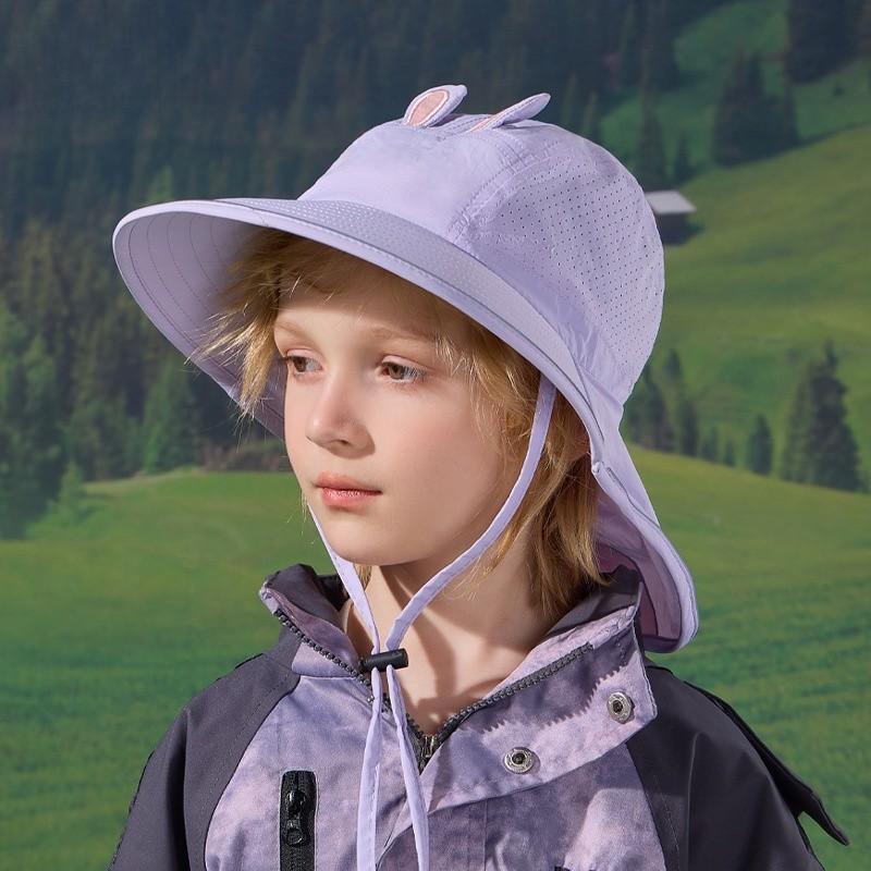 Kinder Cartoon Sonnenhut mit breiter Krempe und Nackenschutz für Outdoor-Sonnenschutz