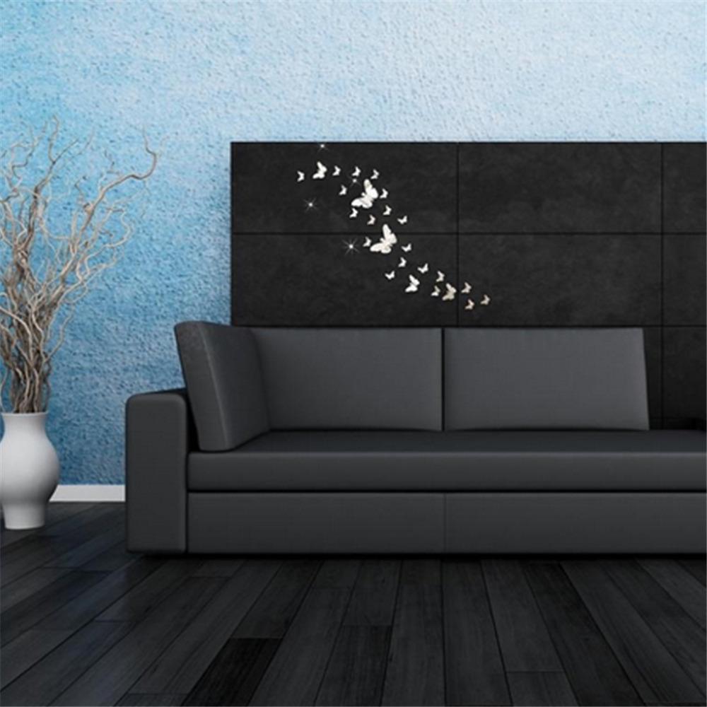 12PCs/Lot Creative Mirror Silver 3D Butterfly Wall Stickers Party Wedding Decor Home Decoration For Living Room DIY Wall Decal