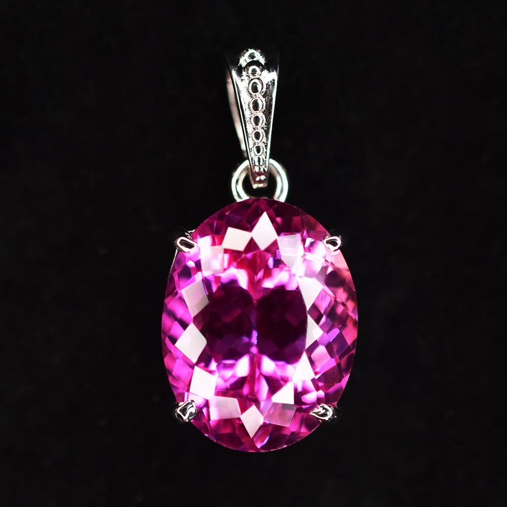 Natürlicher oval geschliffener rosa Rubin Anhänger 925 Sterlingsilber 29 ct Edelstein ZERTIFIZIERT my.pd-21-k
