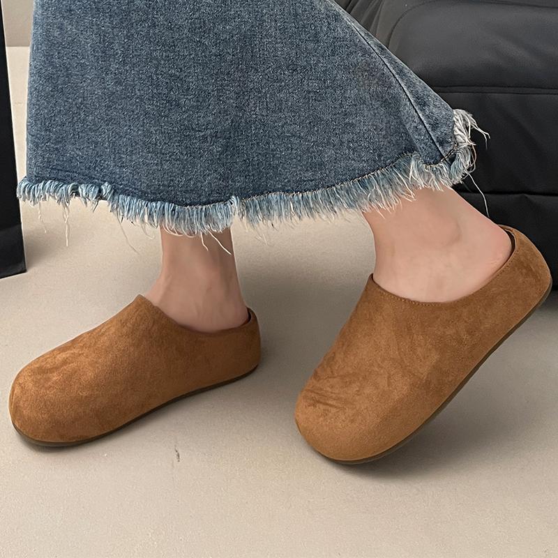 Women Slippers Flats Mules Shoes Suede Cozy Casual Sandals Woman New Walking 2025 Autumn Walking Zapatillas De Mujer