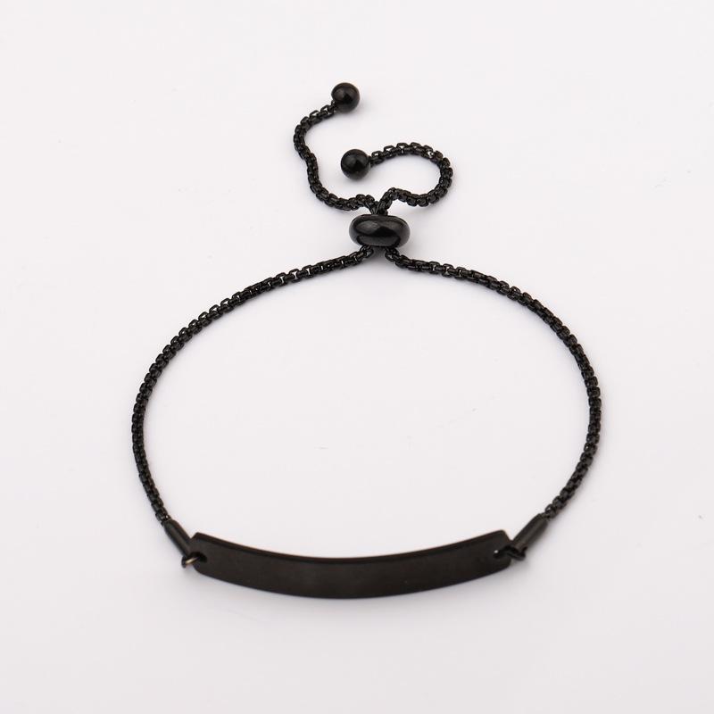 Available: Women's Adjustable Engravable Bracelet - Stainless Steel, Mirror-Polished, Curved Long Bar Design, Noble Temperament.