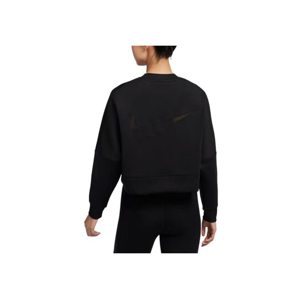 Nike SS25 Prima DF Crew Top Solid Color Versatile Pullover Long Sleeve Sweatshirt Women Tops Black HJ1187-010