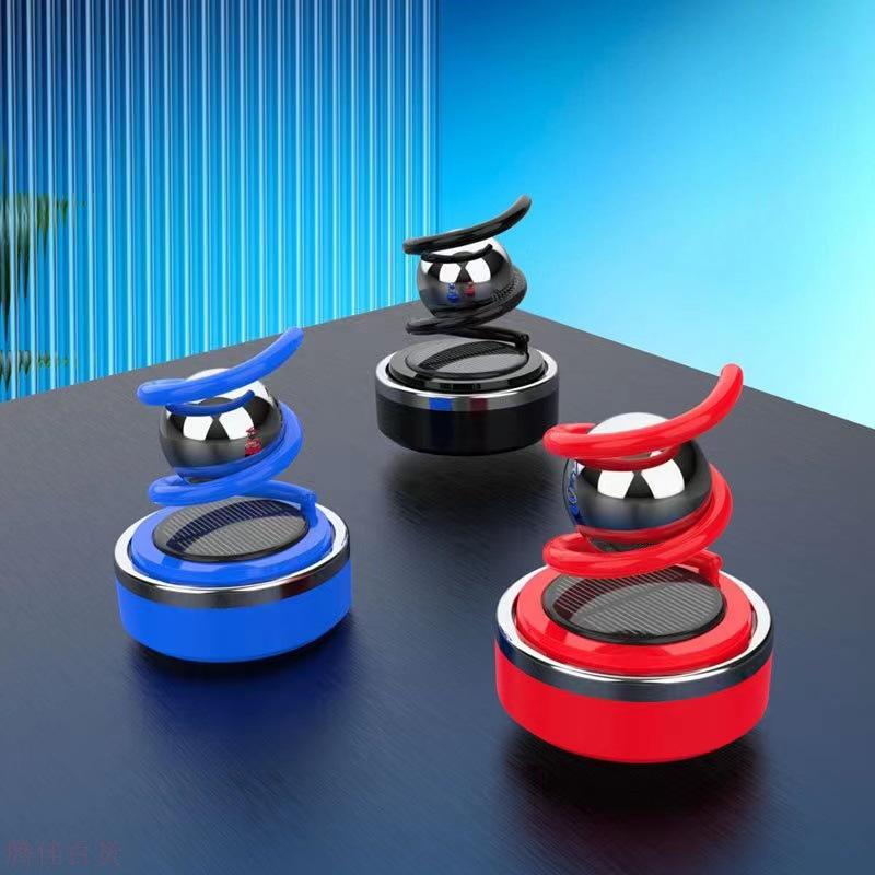 Solar-Powered Rotating Car Aromatherapy Ornament with Creative Spring Design
