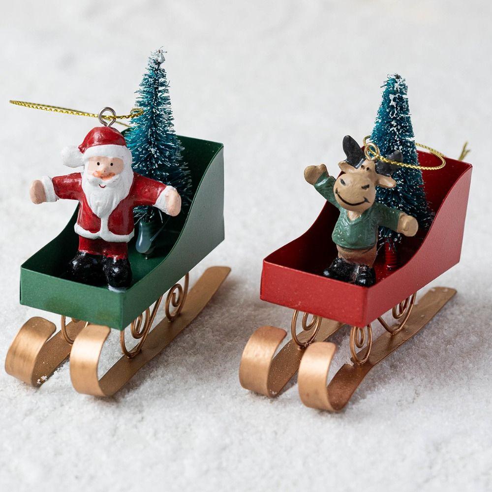 Retro Santa Claus Pendant DIY Crafts Cartoon Elk Doll Hanging Decor Iron Cute Christmas Tree Ornaments Home 2026 New Year Gift