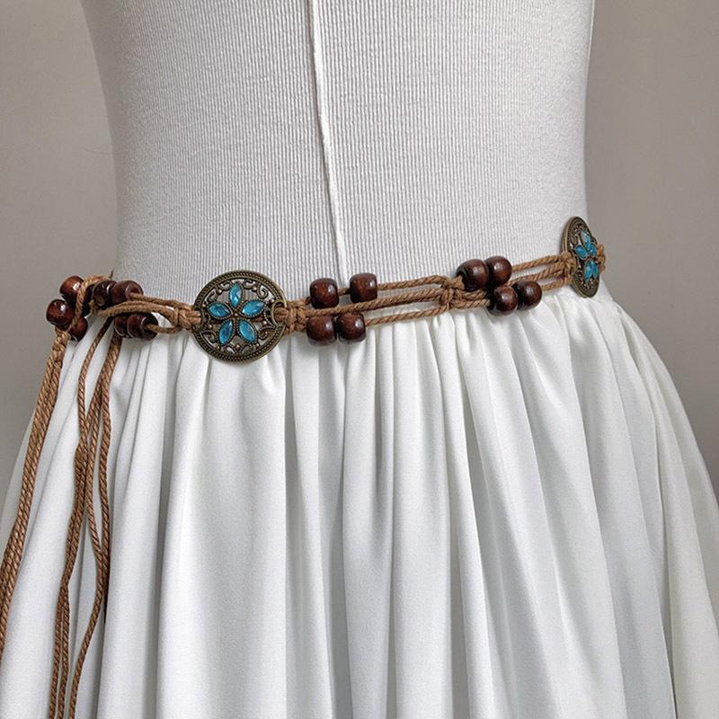 Woven Belt Women'S Summer Retro Ethnic Style Waist Rope Niche High-End Decoration With Skirt Waist Chain