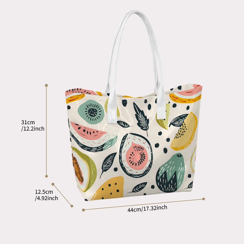 Cute Fruit Pattern Casual Top Handle Tote Bag for Daily Use Lightweight Shopping Shoulder Handbag Fashionable Outdoor Carry Bag