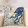 Marine Creatures Sea Horse Turtle Whale Octopus Linen Cushion Cover Pillow Cover