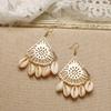 Simple Natural Shell Pendant Fan Shaped Earrings