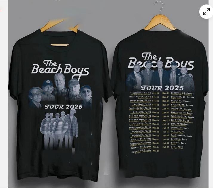 

НОВЫЙ Унисекс футболка с датой тура The Beach Boys 2025 2XL
