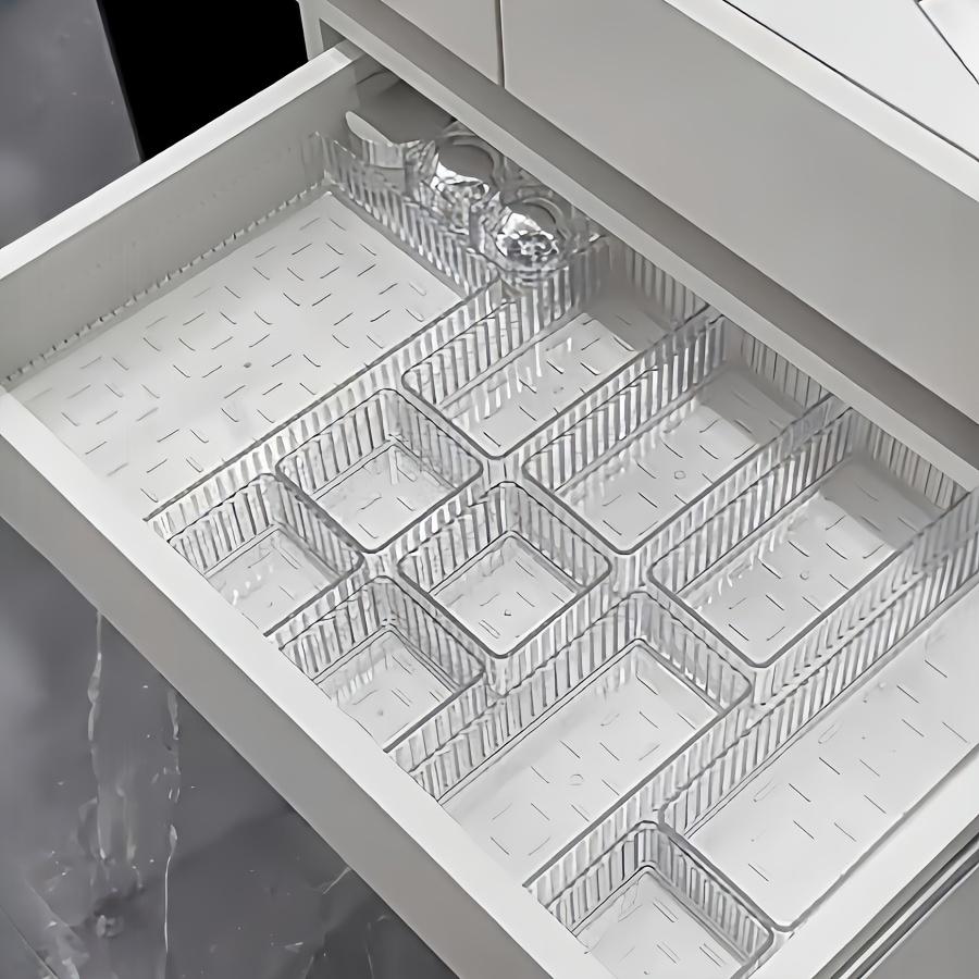 12 Stück Verstellbare Acryl Schubladenteiler - Platzsparender Organizer für Schreibtisch Schminktisch und Bürobedarf Ideal zur Aufbewahrung von Kosmetika und Schreibwaren