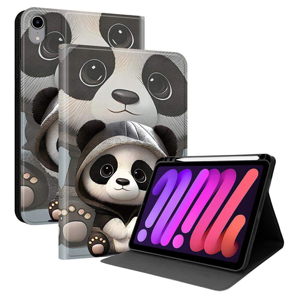 For iPad mini (2024) PU Leather Case Pattern Print Tablet Cover Stand with Pen Slot (Stylus Not Included)