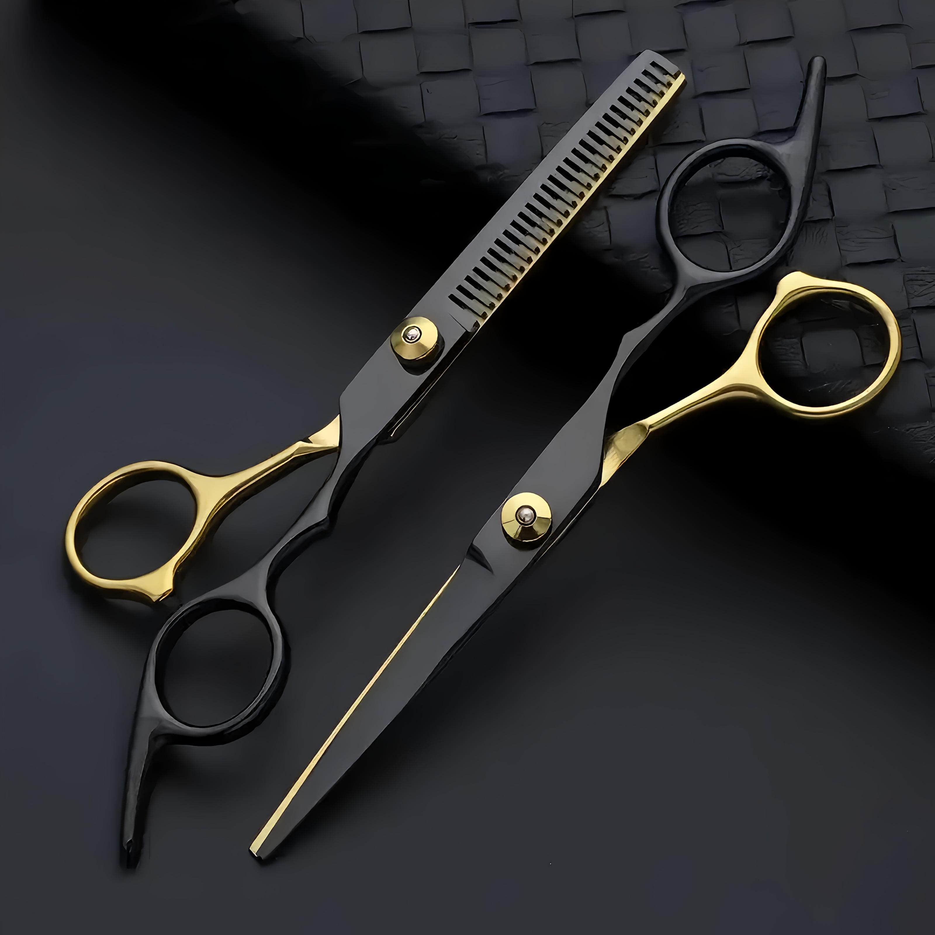 2-Piece Hair Cutting Scissors Set, Professional Flat Teeth Thinning Shears for Home Use, DIY Bang Trimming Scissors for Self-Cut