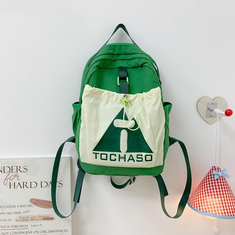 Block Drawstring Color Front Bag Children Lightweight Cotton Leisure Backpack
