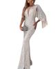 Elegant Silver Fishtail Sequined Evening Dress for Women